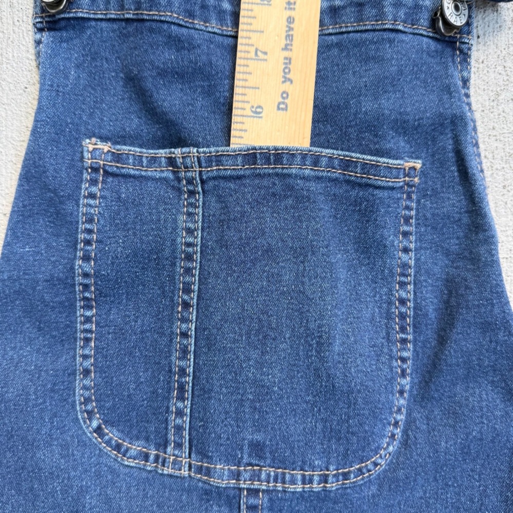 Gemma Rae Denim Short Overalls Medium Distressed Stretch Bib Romper Blue - Picture 10 of 11